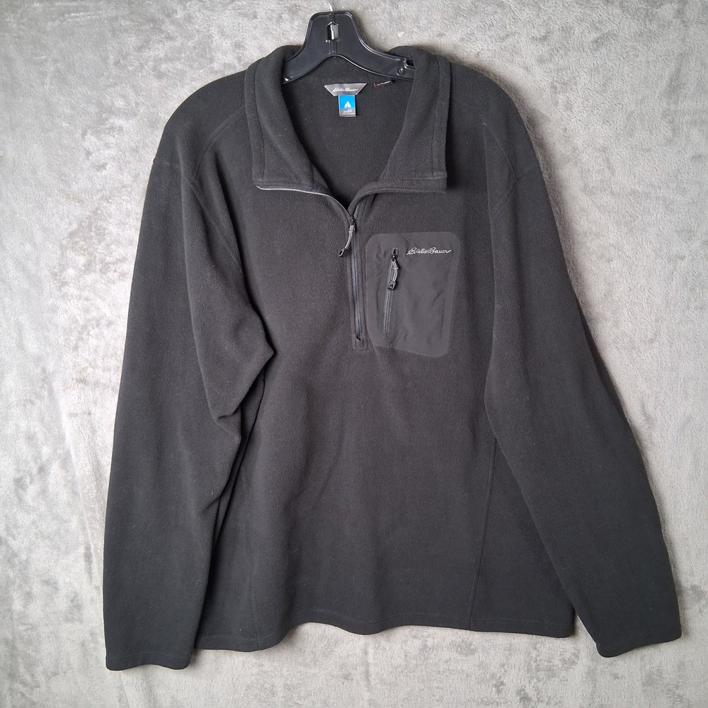 Eddie Bauer First Accent Polartec Fleece Quarter Zip Pullover Mens 2XL Black